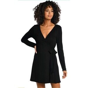 New La Blanca Black Wrap Tie Cover-Up Midi Dress Size Medium